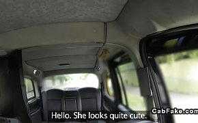 Made up busty blonde banged in fake taxi